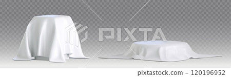 Silk white cloth cover on podium. Box with fabric Silk white cloth cover on podium. Box with fabric 120196952