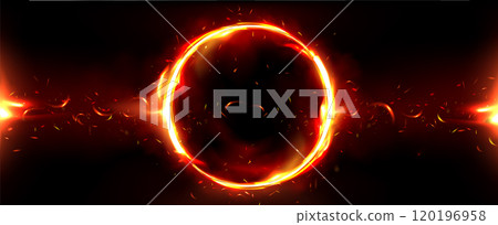 Fire circle frame. Flame light ring background 120196958