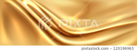 Gold silk cloth texture with folds and wrinkles. Gold silk cloth texture with folds and wrinkles. 120196963