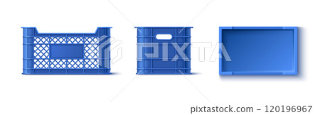 Blue plastic crate box for storage. 120196967