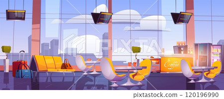 Empty airport cafe interior 120196990