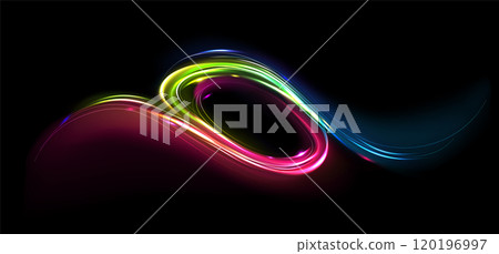 Energy streak effect with neon light orb glow Energy streak effect with neon light orb glow 120196997