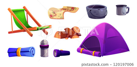 Camp tent and equipment element set for adventure 120197006