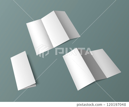 Fold leaflet mockup. Blank trifold paper template 120197048