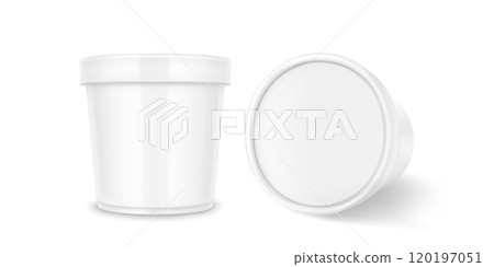 White plastic container for ice cream or yogurt White plastic container for ice cream or yogurt 120197051