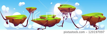 Arcade game level landscape with island platform Arcade game level landscape with island platform 120197097