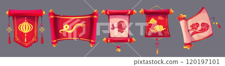 Chinese paper red scroll with pictures Chinese paper red scroll with pictures 120197101