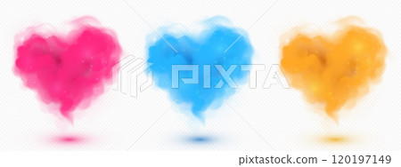 Pink, blue and yellow 3d cloud of heart shape. 120197149
