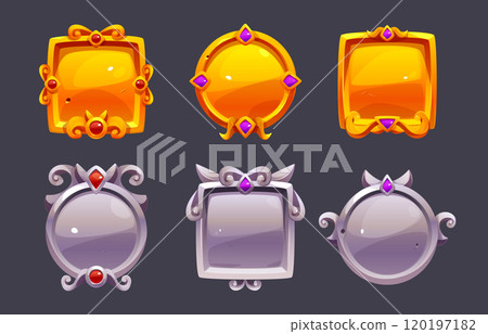 Medieval gold and silver game frames set 120197182