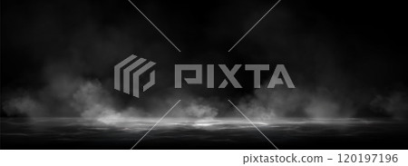 Smoke clouds above black water surface Smoke clouds above black water surface 120197196