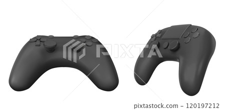 3d black gamepad. Control joystick for video play 120197212
