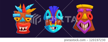 Hawaiian totem tiki mask. Hawaiian totem tiki mask. 120197230
