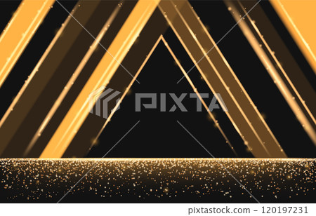 Award stage black background with gold triangle 120197231
