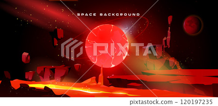 Space game background with red alien planet Space game background with red alien planet 120197235