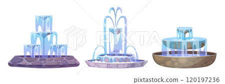 Round fountains set isolated on white background Round fountains set isolated on white background 120197236