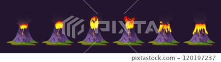 Volcano eruption animation set Volcano eruption animation set 120197237