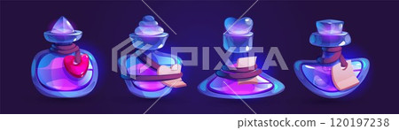 Magic glowing love potion in glass bottle Magic glowing love potion in glass bottle 120197238