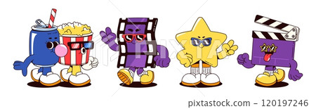 Cinema groovy cartoon characters. Cinema groovy cartoon characters. 120197246