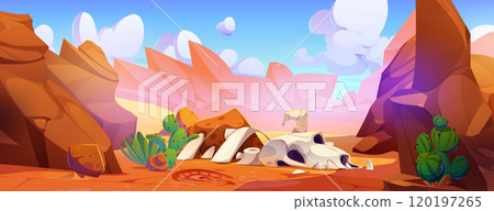 Desert landscape with sand and rock canyon 120197265