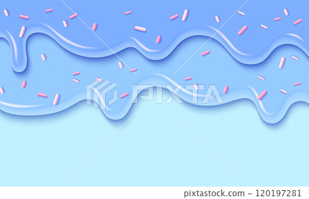 Candy or ice cream drip with sprinkle decoration. 120197281