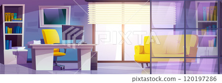 Boss office room interior with window and desk 120197286