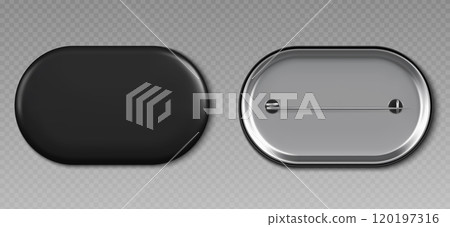 Black pin badge mockup top and bottom view. 120197316