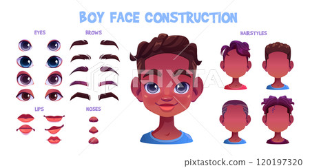 African boy face construction set African boy face construction set 120197320