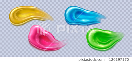 Cosmetic gel smears set on transparent background 120197370