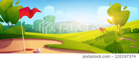 Summer golf field background 120197374