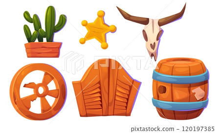 Wild west saloon decorative elements. Wild west saloon decorative elements. 120197385