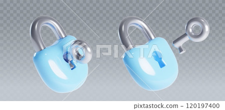 Closed and unlock of pad lock with key. Closed and unlock of pad lock with key. 120197400