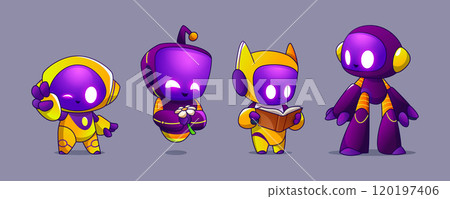 Cute robot cartoon character set Cute robot cartoon character set 120197406