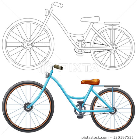 Bicycle Illustration with Outline and Color Bicycle Illustration with Outline and Color 120197535