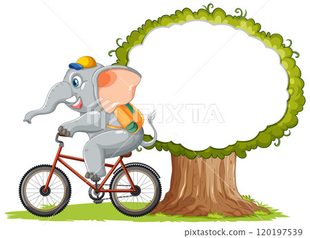 Elephant Riding Bicycle by a Tree Elephant Riding Bicycle by a Tree 120197539