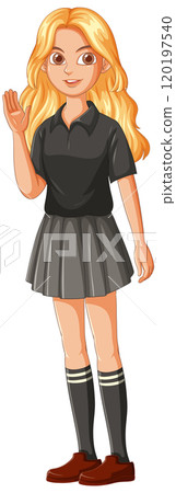 Smiling Student Waving Hello 120197540