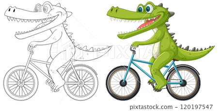 Crocodile Riding a Bicycle Illustration 120197547