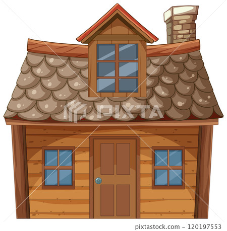 Cozy Wooden House Illustration Cozy Wooden House Illustration 120197553