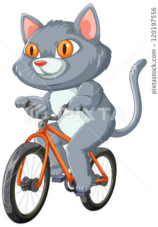 Cat Riding a Bicycle Illustration Cat Riding a Bicycle Illustration 120197556