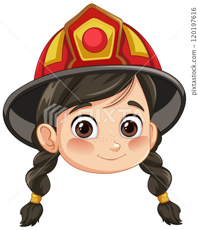 Smiling Girl Firefighter Illustration 120197616