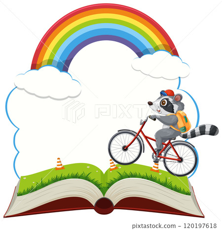 Raccoon Adventure on a Bicycle Journey Raccoon Adventure on a Bicycle Journey 120197618