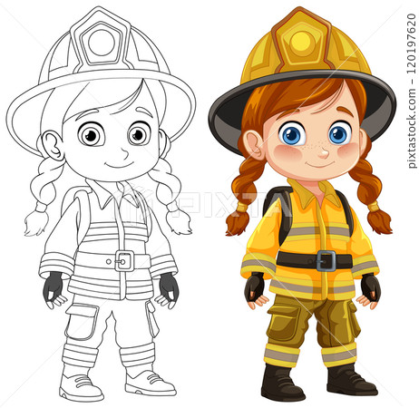 Cute Firefighter Girl Illustration Cute Firefighter Girl Illustration 120197620
