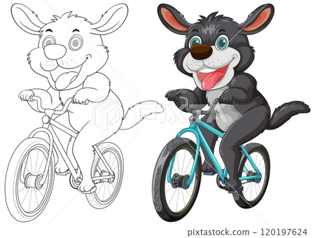 Happy Dog Riding a Bicycle Happy Dog Riding a Bicycle 120197624