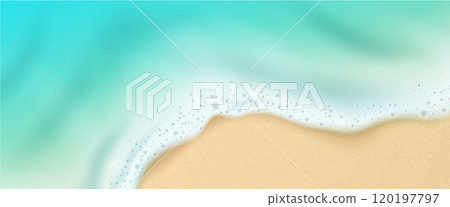 Water wave on sea sand beach 3d top view vector Water wave on sea sand beach 3d top view vector 120197797