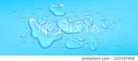 Blue background with clear water droplets pattern. 120197806