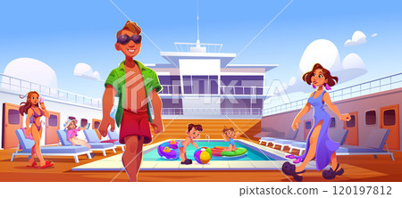 People on cruise ship deck 120197812