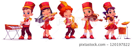 March parade music kid character band cartoon March parade music kid character band cartoon 120197822