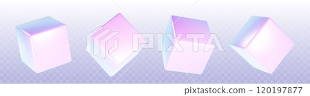 Cube geometric shape with hologram effect. 120197877