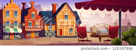 Old Europe city street with building exterior 120197886