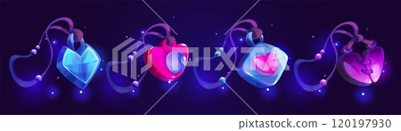 Magic game amulet icon. Fantasy crystal pendant 120197930