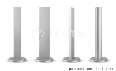 3d metal pole base of different shape 3d metal pole base of different shape 120197934